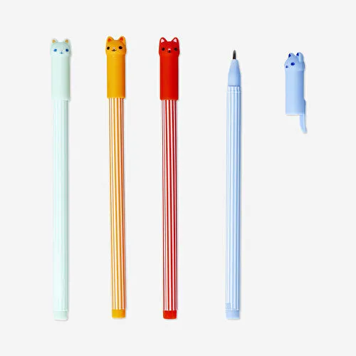 Flying Tiger Copenhagen 4'lü Kedi Detaylı Simli Jel Kalem Flying Tiger Copenhagen 4'lü Kedi Detaylı Simli Jel Kalem