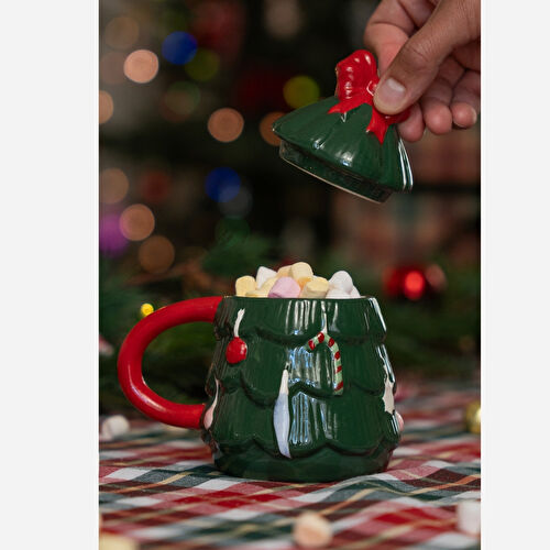 Flying Tiger Copenhagen Yılbaşı Ağacı Şeklinde Kapaklı Kupa