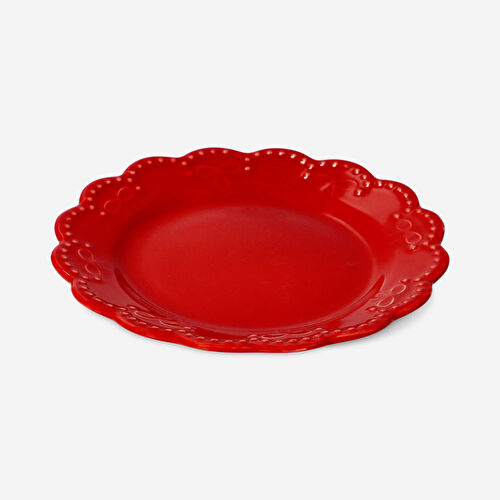 Flying Tiger Copenhagen Kırmızı Fiyonk Detaylı Küçük Tabak