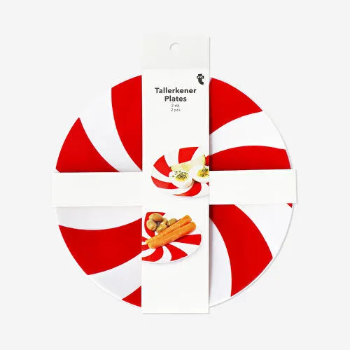 Flying Tiger Copenhagen 2'li Kırmızı Beyaz Şeker Şeklinde Tabak Flying Tiger Copenhagen 2'li Kırmızı Beyaz Şeker Şeklinde Tabak