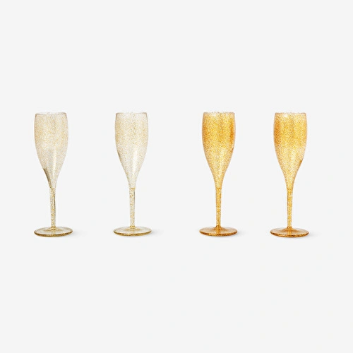 Flying Tiger Copenhagen Altın 4'lü Plastik Şampanya Kadehleri