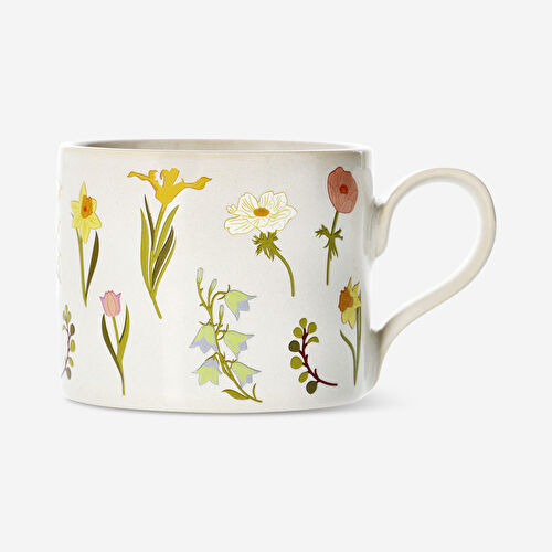 Flying Tiger Copenhagen Çiçek Desenli Bej Seramik Kupa