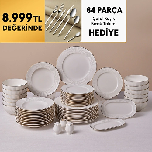 Karaca Elegance Bone Massimo 53 Parça 12 Kişilik Yemek Takımı Gold