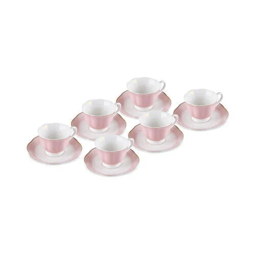 Karaca Piraye Pembe 6 Kişilik Kahve Fincan Takımı 80 ml