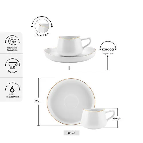 Karaca Streamline Hole 6 Kişilik Kahve Fincan Takımı 80 ml