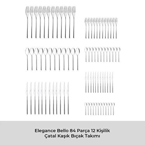 Emsan Elegance Bello 84 Parça 12 Kişilik Çatal Kaşık Bıçak Seti Lüks Kutulu