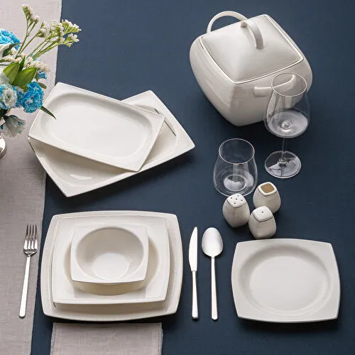 Emsan Zencerek Fine Bone 60 Parça 12 Kişilik Kare Yemek Takımı 