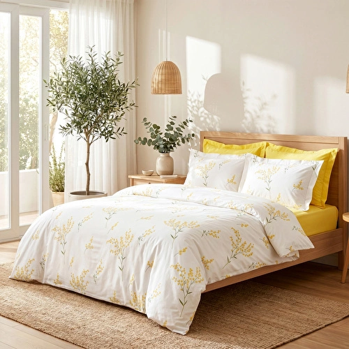 Karaca Home Loretta %100 Pamuk Tek Kişilik Nevresim Takımı Sarı