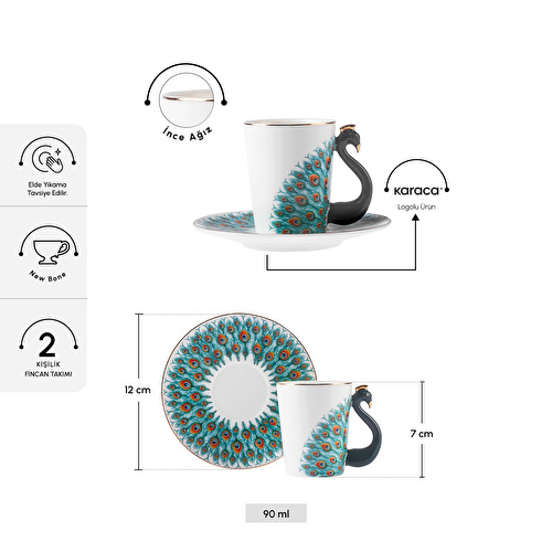 Karaca Peacock 2 Kişilik Kahve Fincanı 90 ml Karaca Peacock 2 Kişilik Kahve Fincanı 90 ml