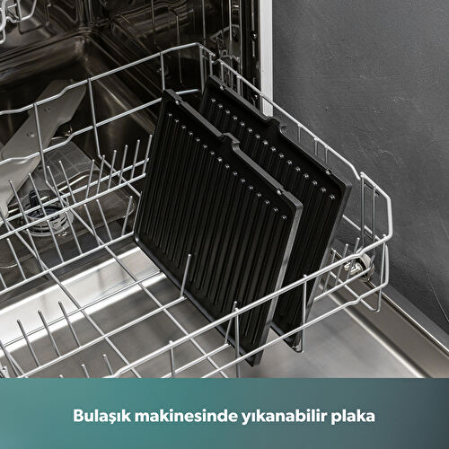 Homend Grilliant 1341H Inox Gövdeli, Döküm Plakalı, 5 Programlı, Led Ekranlı Tost ve Izgara Makinesi