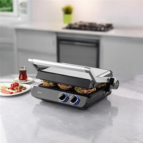 Homend Grilliant 1342H 3 in 1 Inox Gövde Çift Taraflı XL Döküm Plaka Tost ve Izgara Makinesi