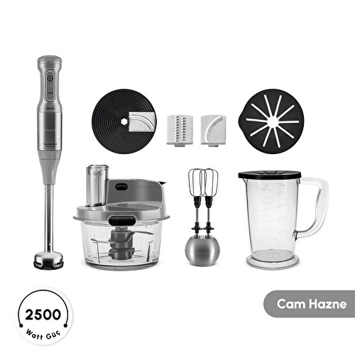 Karaca Mastermaid Prosteel 6 in 1 Uzun Blender Ayaklı 6 Bıçaklı Cam Mutfak Robotu 2500W Galaxy Grey