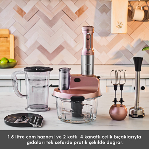 Karaca Mastermaid Prosteel Uzun Blender Ayaklı 6 Bıçaklı Cam Mutfak Robotu 2500W Rosegold Karaca Mastermaid Prosteel Uzun Blender Ayaklı 6 Bıçaklı Cam Mutfak Robotu 2500W Rosegold
