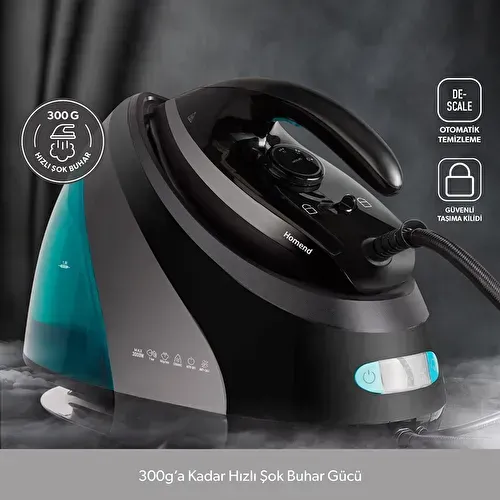 Homend Jetsteam 1166h Buhar Kazanlı Ütü Mavi Siyah Homend Jetsteam 1166h Buhar Kazanlı Ütü Mavi Siyah