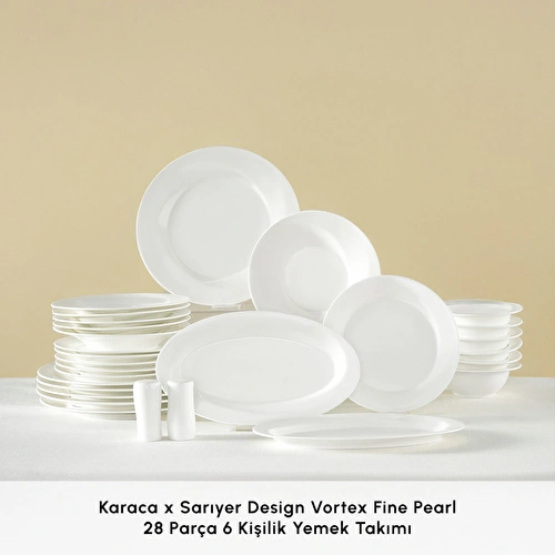 Karaca x Sarıyer Design Vortex Fine Pearl 28 Parça 6 Kişilik Yemek Takımı Karaca x Sarıyer Design Vortex Fine Pearl 28 Parça 6 Kişilik Yemek Takımı