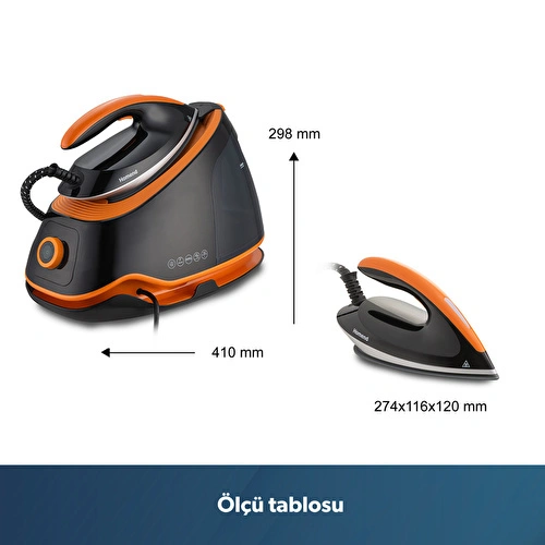Homend Jetsteam 1174H Otomatik Sıcaklık Ayarlı Buhar Kazanlı Ütü Siyah Turuncu