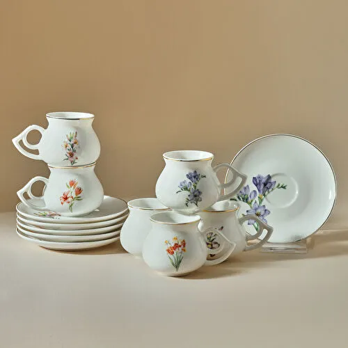 Karaca Botanik 6 Kişilik Kahve Fincan Takımı 80 ml