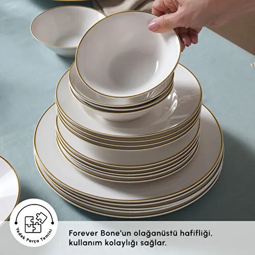 Karaca Elegance Bone Rebeca 24 Parça 6 Kişilik Yemek Takımı Gold