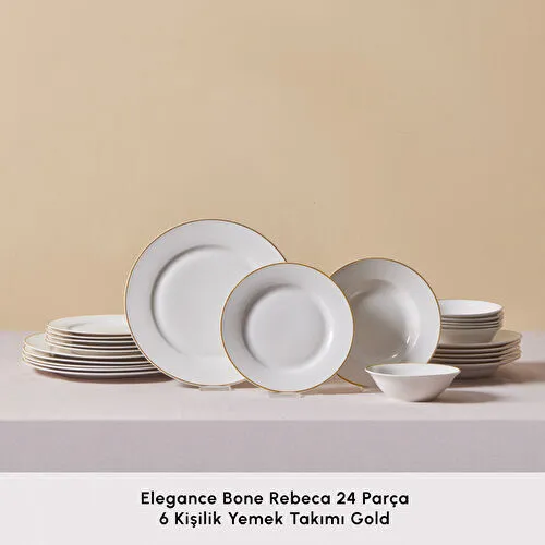 Karaca Elegance Bone Rebeca 24 Parça 6 Kişilik Yemek Takımı Gold