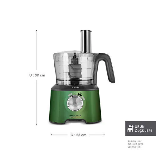 Karaca Mastermaid Power Max 11 in 1 Mutfak Robotu 2500W Emerald Green
