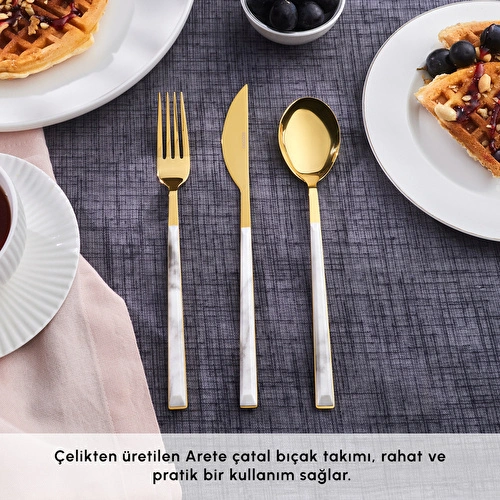 Karaca Arete Gold 6 Kişilik 18 Parça Çatal Kaşık Bıçak Takımı