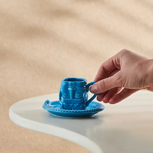 Karaca X İst Collection Medusa Tek Kişilik Türk Kahvesi Fincanı ve Tabağı 70 ml Mavi
