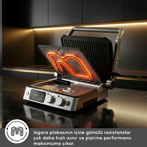 Karaca Compact Steel Sear and Grill Inox 2008 Döküm Izgara ve Tost Makinesi 6 Dilim Kapasiteli