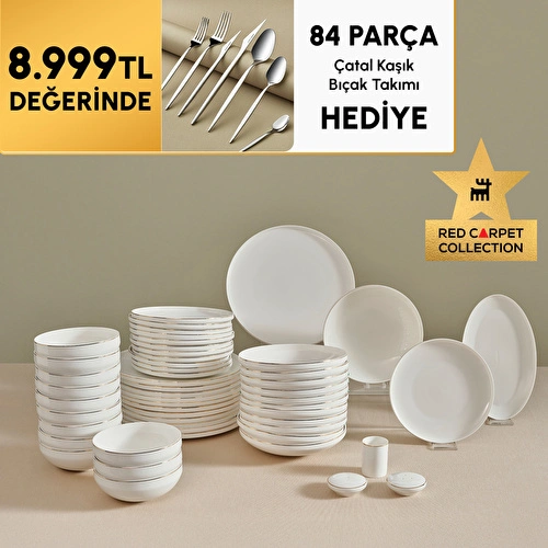 Karaca Red Carpet Collection Stream Bone Merope 53 Parça 12 Kişilik Yemek Takımı Gold