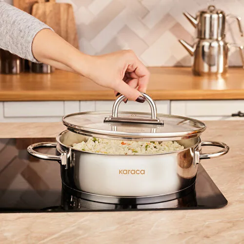 Karaca Platinium 17 Parça İndüksiyon Tabanlı Çelik Çeyiz Seti Karaca Platinium 17 Parça İndüksiyon Tabanlı Çelik Çeyiz Seti