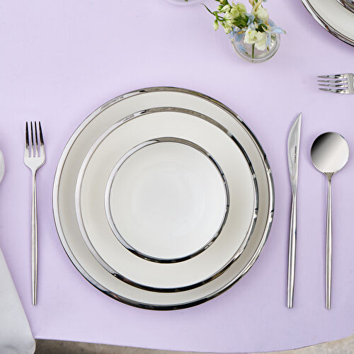 Karaca Stream Bone Ekinoks 53 Parça 12 Kişilik Yemek Takımı Platin