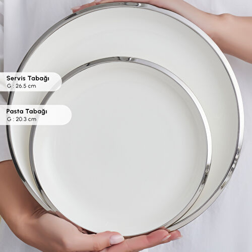 Karaca Stream Bone Ekinoks 53 Parça 12 Kişilik Yemek Takımı Platin