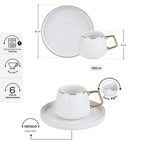 Karaca Streamline Saturn 6 Kişilik Kahve Fincanı Takımı 100 ml Gold Karaca Streamline Saturn 6 Kişilik Kahve Fincanı Takımı 100 ml Gold