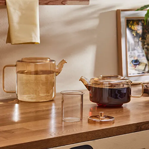 Karaca Flat Borosilikat Cam Çaydanlık Amber