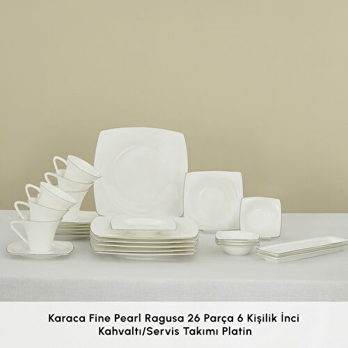 Karaca Fine Pearl Ragusa 26 Parça 6 Kişilik İnci Kahvaltı/Servis Takımı Platin