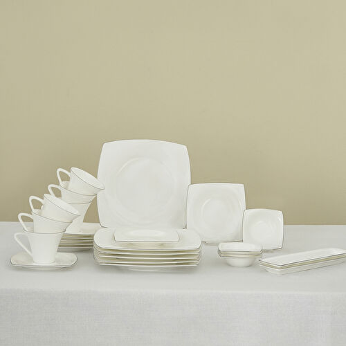 Karaca Fine Pearl Ragusa 26 Parça 6 Kişilik İnci Kahvaltı/Servis Takımı Platin