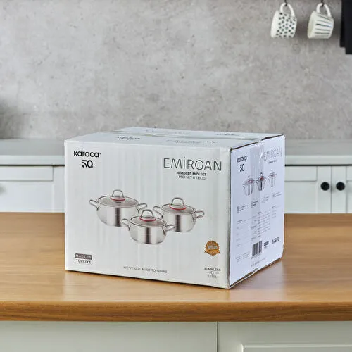 Karaca Emirgan İndüksiyon Tabanlı 6 Parça Çelik Midi Set
