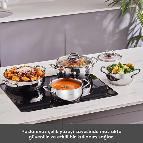 Karaca Emirgan İndüksiyon Tabanlı 8 Parça Çelik Tencere Seti