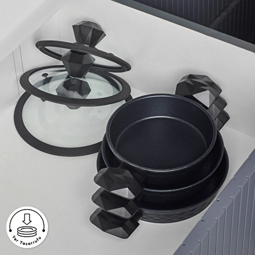 Karaca Biodiamond Antibakteriyel Kulp İndüksiyon Tabanlı 6 Parça Tencere Seti