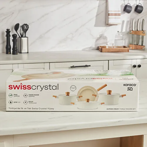 Karaca x Refika Swiss Crystal Almond Cream 7 Parça Tencere Seti 