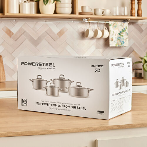 Karaca Powersteel Pekin 316+ İndüksiyon Tabanlı 8 Parça Çelik Tencere Seti Karaca Powersteel Pekin 316+ İndüksiyon Tabanlı 8 Parça Çelik Tencere Seti