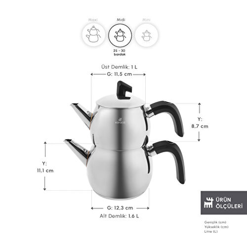 Karaca Belinay İndüksiyon Tabanlı Midi Siyah Çaydanlık Takımı Karaca Belinay İndüksiyon Tabanlı Midi Siyah Çaydanlık Takımı