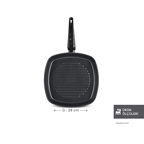 Karaca Biodiamond Antibakteriyel Kulp Grill Tava 28 Cm