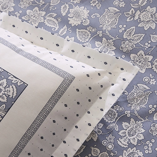 Karaca Home Celerina %100 Pamuk Çift Kişilik Lastikli Çarşaflı Nevresim Takımı Mavi