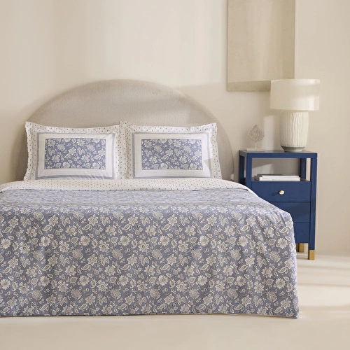 Karaca Home Celerina %100 Pamuk Çift Kişilik Lastikli Çarşaflı Nevresim Takımı Mavi