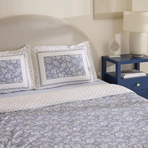 Karaca Home Celerina %100 Pamuk Çift Kişilik Lastikli Çarşaflı Nevresim Takımı Mavi