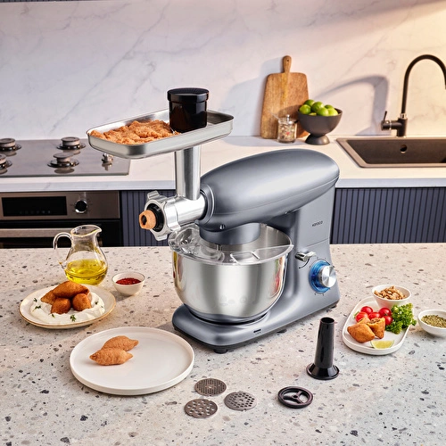 Karaca Multichef Kıyma Çekme /Sucuk-Sosis/İçli Köfte Aparatlı Hamur Yoğurma Makinesi Antrasit 1900W 5,5L Karaca Multichef Kıyma Çekme /Sucuk-Sosis/İçli Köfte Aparatlı Hamur Yoğurma Makinesi Antrasit 1900W 5,5L