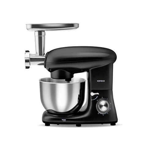 Karaca Multichef Kıyma Çekme /Sucuk-Sosis/İçli Köfte Aparatlı Hamur Yoğurma Makinesi Shiny Black 1900W 5,5L