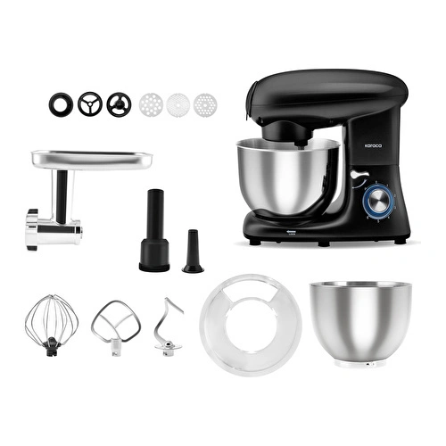 Karaca Multichef Kıyma Çekme /Sucuk-Sosis/İçli Köfte Aparatlı Hamur Yoğurma Makinesi Shiny Black 1900W 5,5L