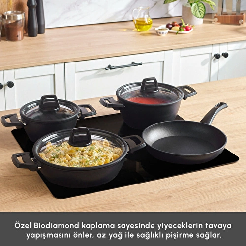 Karaca Biodiamond Antibakteriyel Powerful 7 Parça Tencere ve Tava Seti Karaca Biodiamond Antibakteriyel Powerful 7 Parça Tencere ve Tava Seti