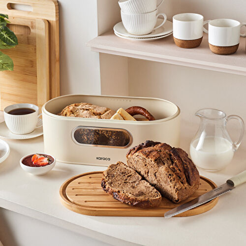 Karaca Stream 2in1 Ekmek Kutusu/Kesme Tahtası Cream Karaca Stream 2in1 Ekmek Kutusu/Kesme Tahtası Cream